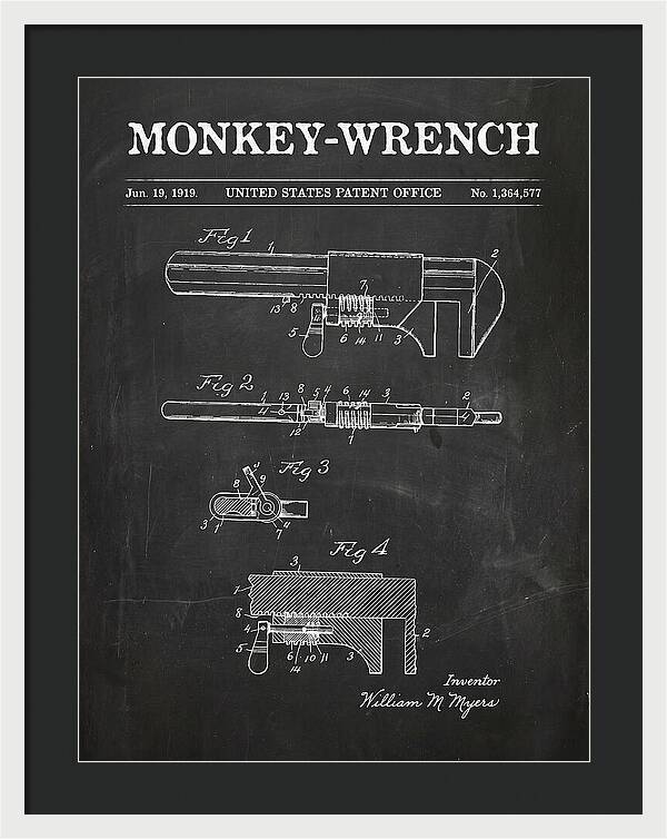 Monkey Wrench Chalkboard Patent Us1364577a