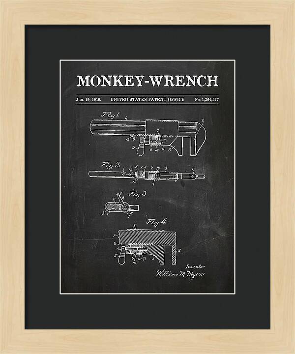Monkey Wrench Chalkboard Patent Us1364577a