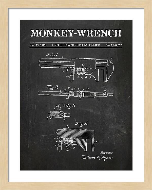 Monkey Wrench Chalkboard Patent Us1364577a
