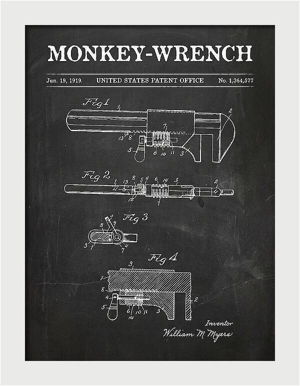 Monkey Wrench Chalkboard Patent Us1364577a