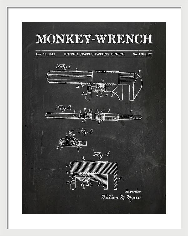 Monkey Wrench Chalkboard Patent Us1364577a