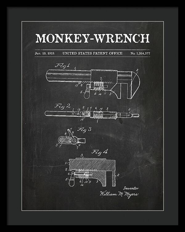 Monkey Wrench Chalkboard Patent Us1364577a