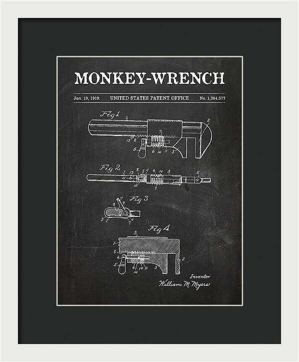 Monkey Wrench Chalkboard Patent Us1364577a
