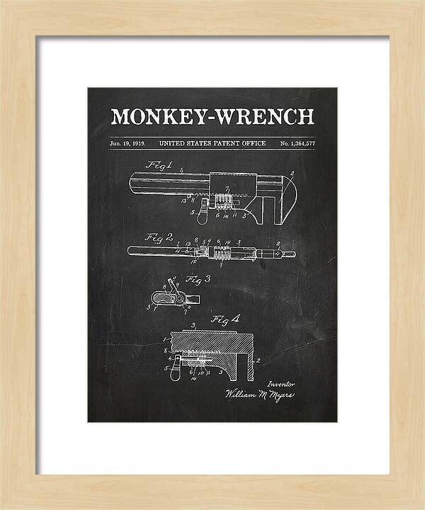 Monkey Wrench Chalkboard Patent Us1364577a
