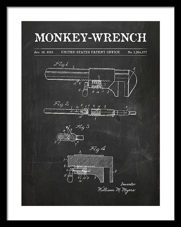 Monkey Wrench Chalkboard Patent Us1364577a
