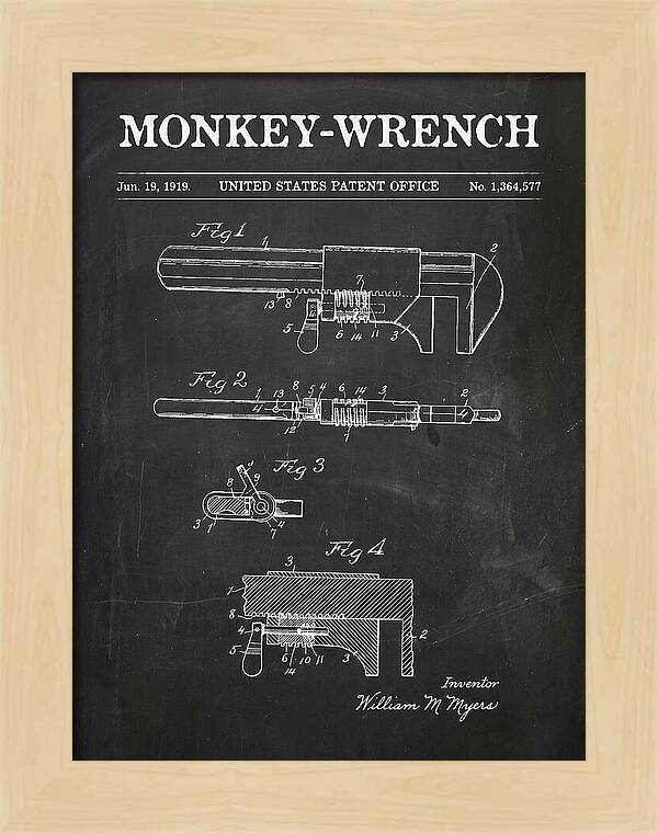 Monkey Wrench Chalkboard Patent Us1364577a