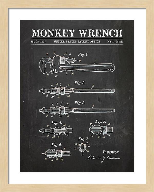 Monkey Wrench Chalkboard Patent Us1728282a