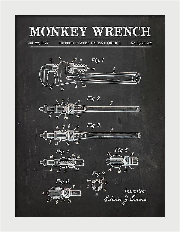 Monkey Wrench Chalkboard Patent Us1728282a