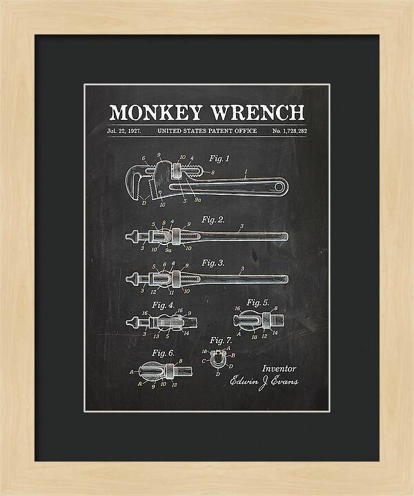 Monkey Wrench Chalkboard Patent Us1728282a