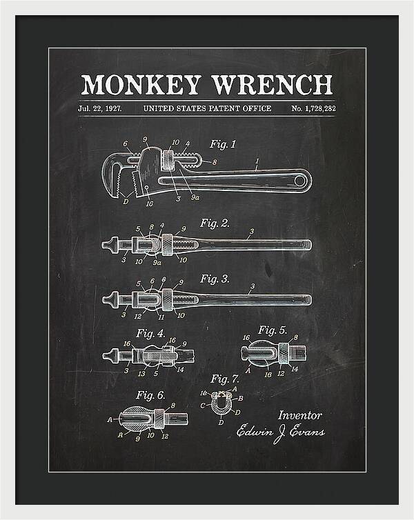 Monkey Wrench Chalkboard Patent Us1728282a