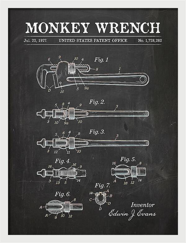 Monkey Wrench Chalkboard Patent Us1728282a
