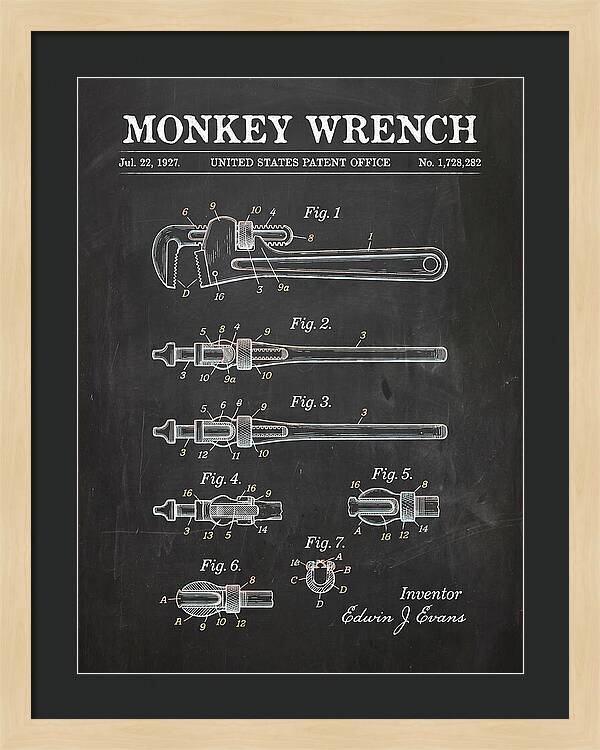 Monkey Wrench Chalkboard Patent Us1728282a