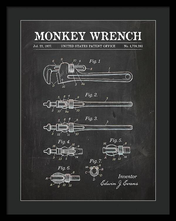 Monkey Wrench Chalkboard Patent Us1728282a