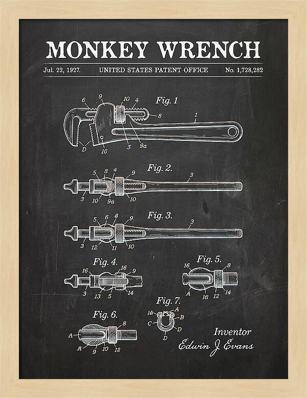 Monkey Wrench Chalkboard Patent Us1728282a