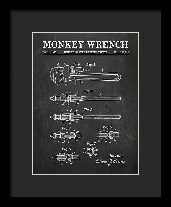 Monkey Wrench Chalkboard Patent Us1728282a