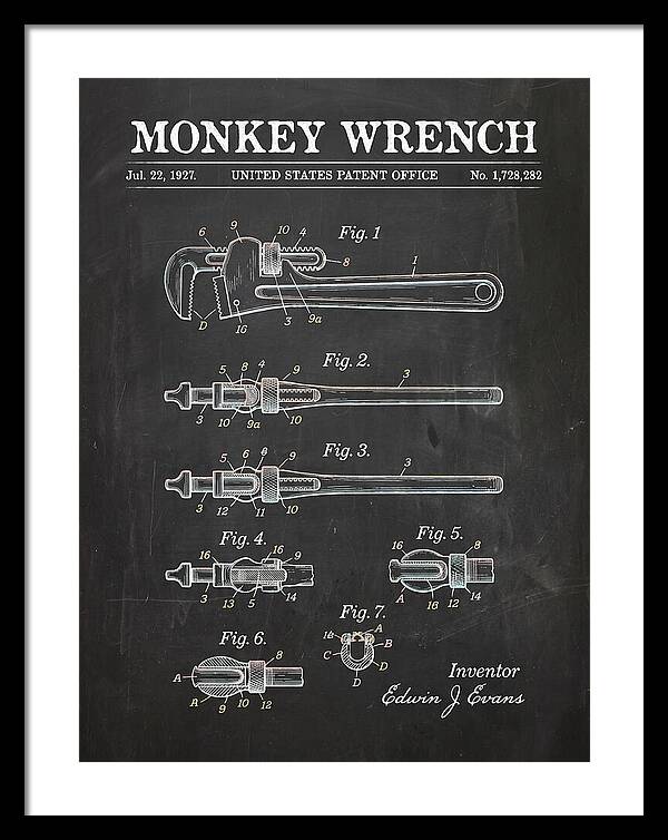 Monkey Wrench Chalkboard Patent Us1728282a