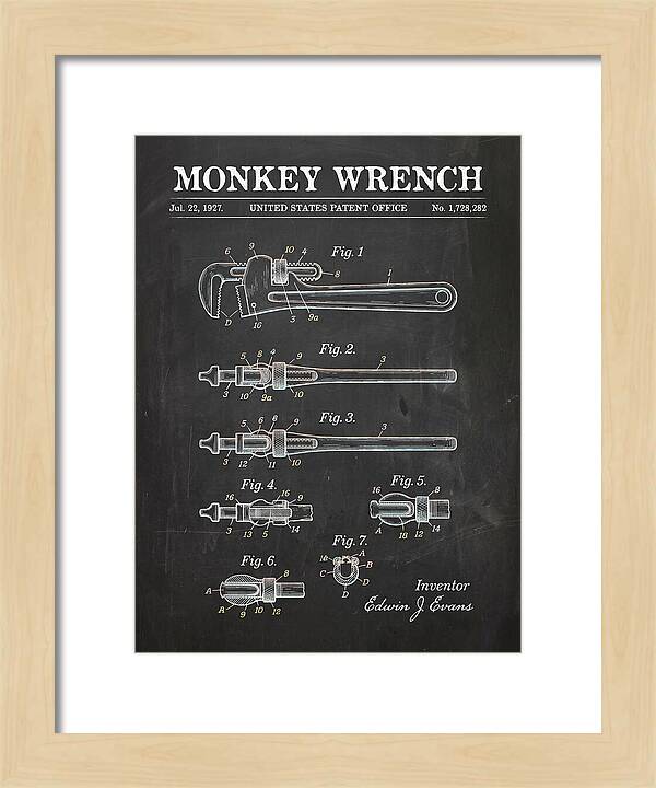 Monkey Wrench Chalkboard Patent Us1728282a