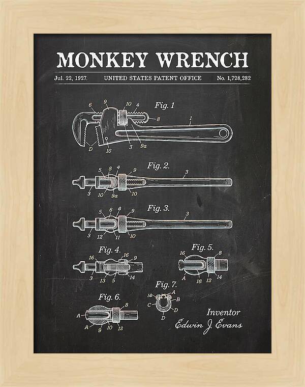 Monkey Wrench Chalkboard Patent Us1728282a