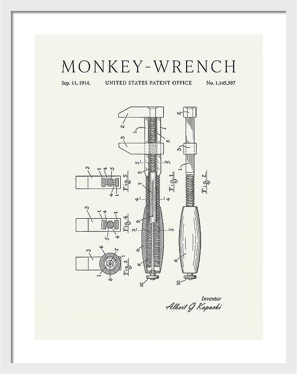 Monkey Wrench Minimalist Patent Us1145597a