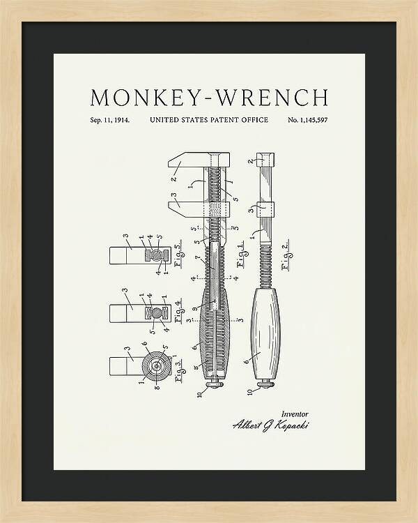 Monkey Wrench Minimalist Patent Us1145597a