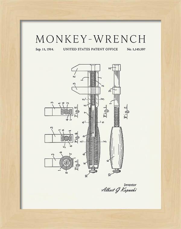 Monkey Wrench Minimalist Patent Us1145597a