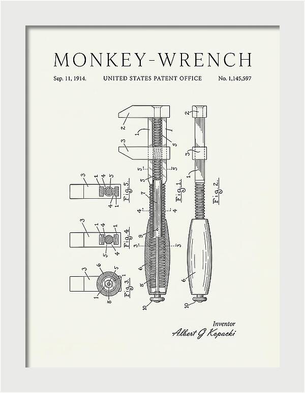 Monkey Wrench Minimalist Patent Us1145597a