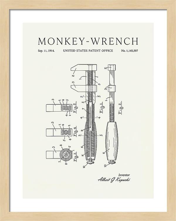 Monkey Wrench Minimalist Patent Us1145597a