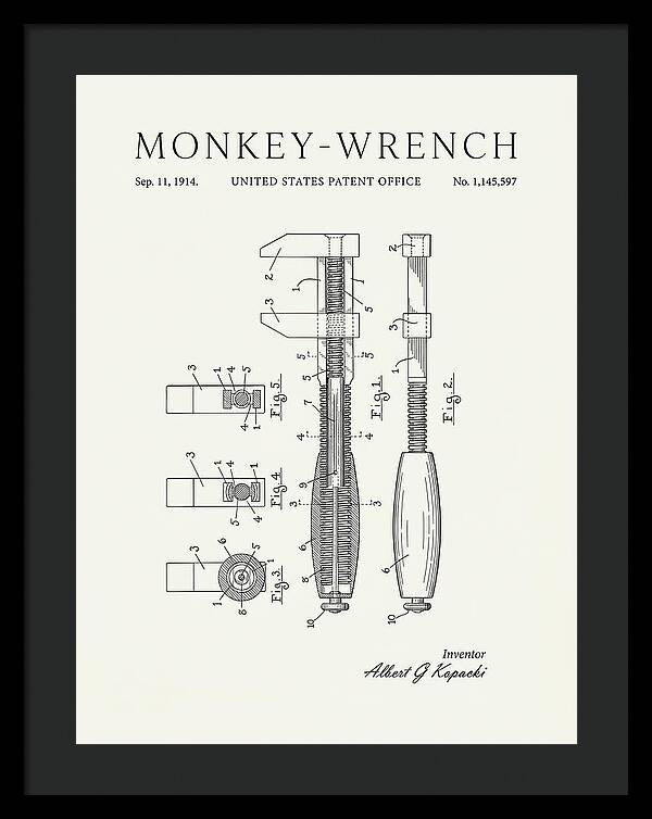Monkey Wrench Minimalist Patent Us1145597a