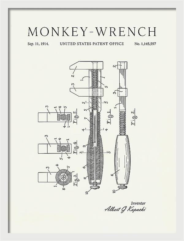 Monkey Wrench Minimalist Patent Us1145597a