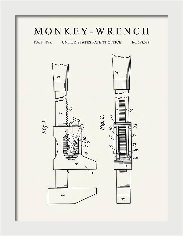 Monkey Wrench Minimalist Patent Us598588a