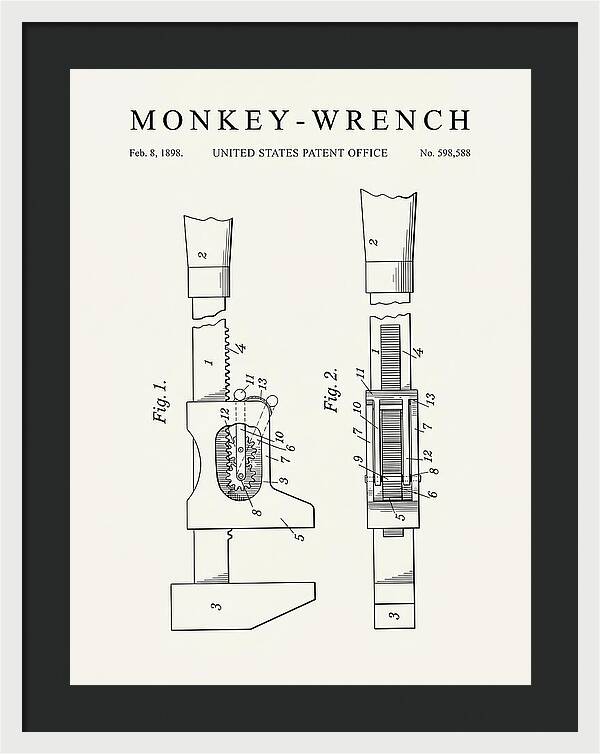 Monkey Wrench Minimalist Patent Us598588a