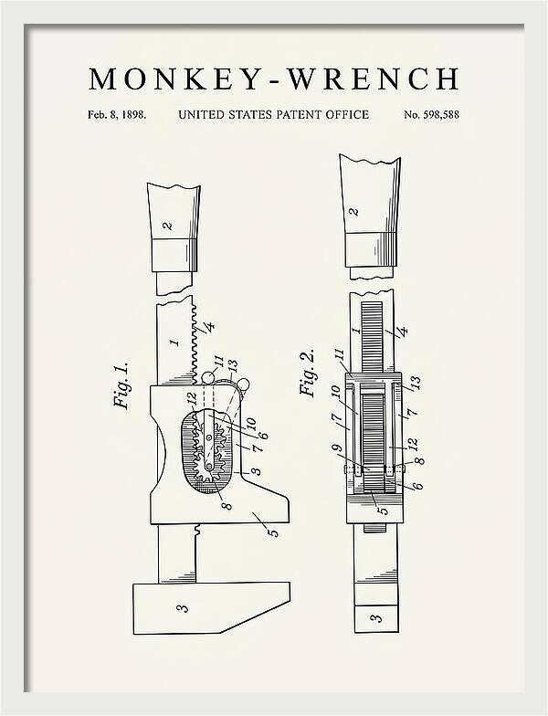 Monkey Wrench Minimalist Patent Us598588a