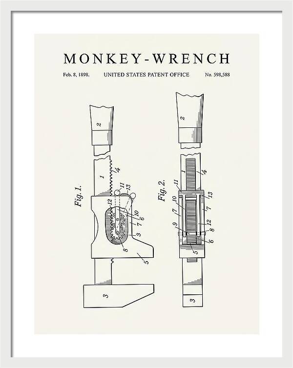 Monkey Wrench Minimalist Patent Us598588a