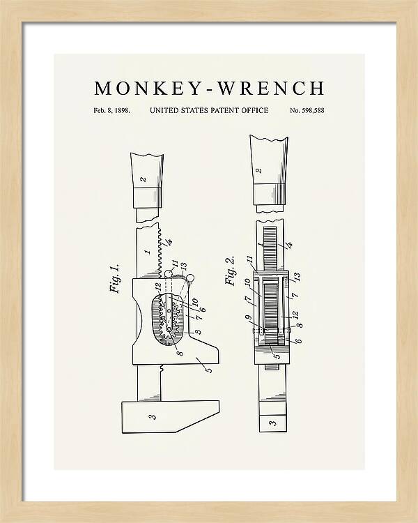 Monkey Wrench Minimalist Patent Us598588a