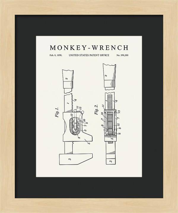 Monkey Wrench Minimalist Patent Us598588a