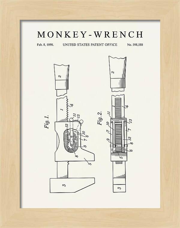 Monkey Wrench Minimalist Patent Us598588a