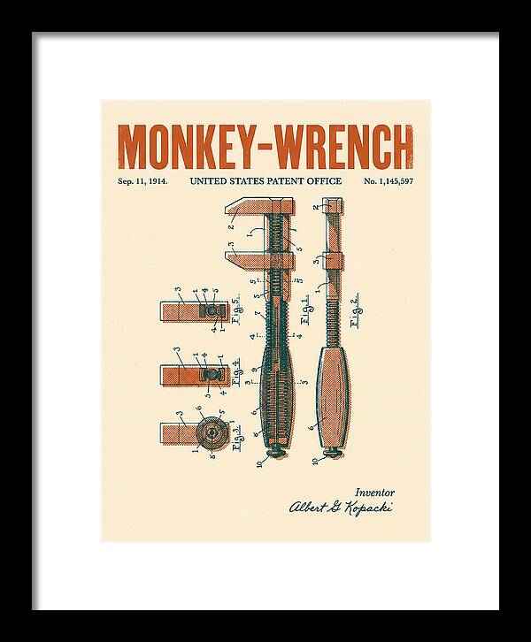 Monkey Wrench Retro Patent Us1145597a