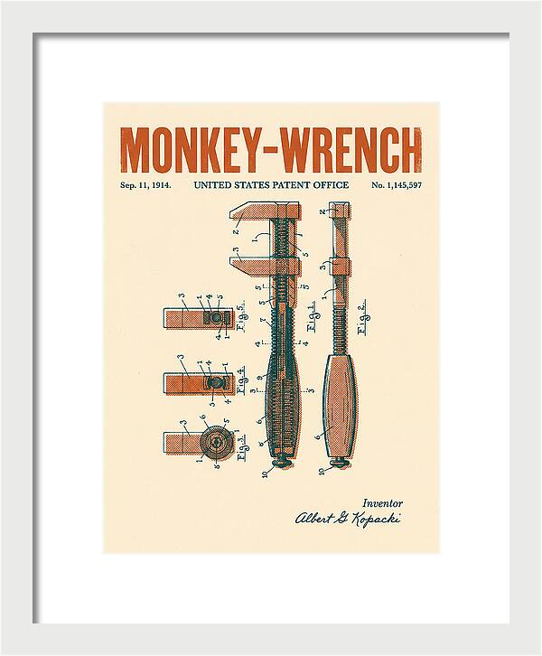 Monkey Wrench Retro Patent Us1145597a