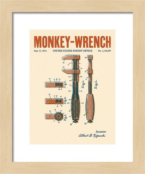 Monkey Wrench Retro Patent Us1145597a