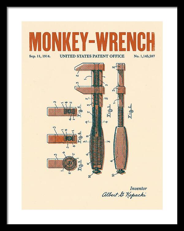 Monkey Wrench Retro Patent Us1145597a