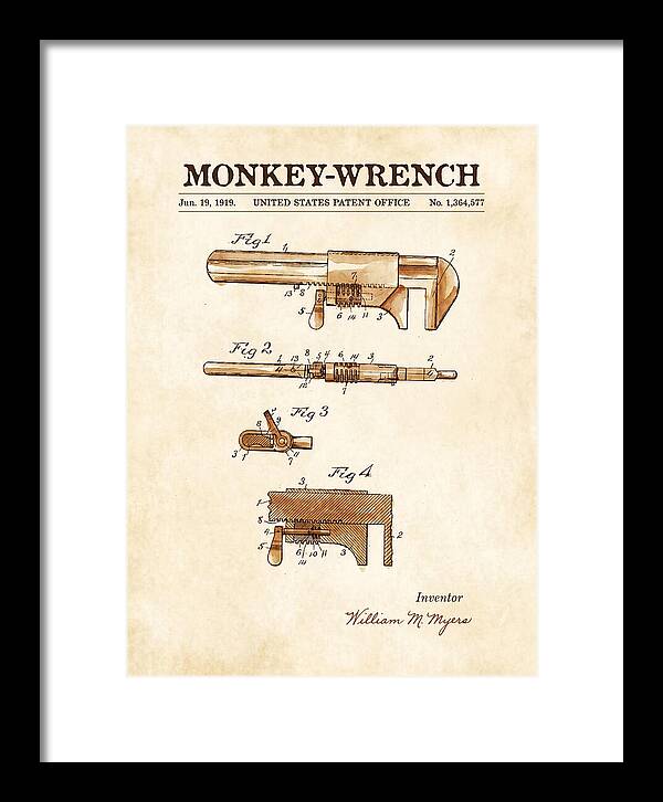 Monkey Wrench Watercolor Patent Us1364577a