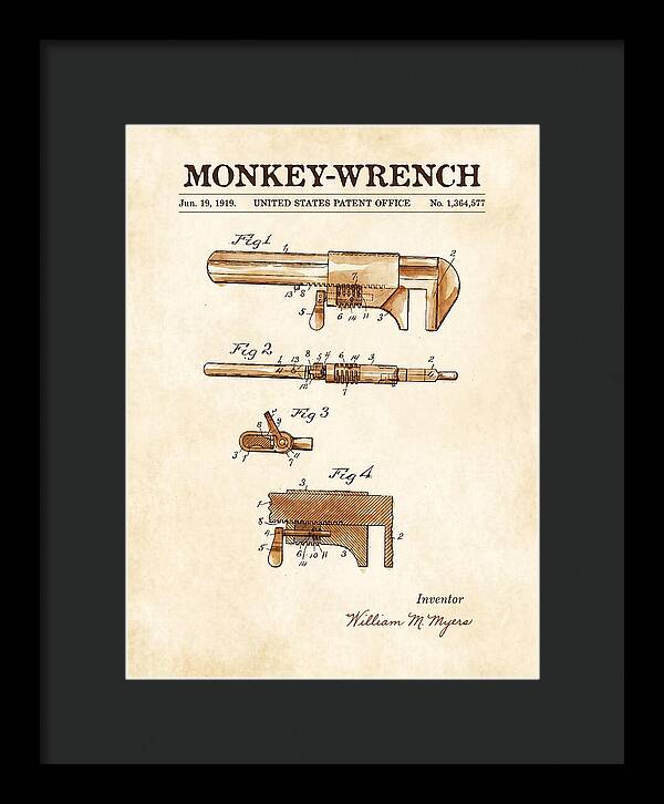 Monkey Wrench Watercolor Patent Us1364577a