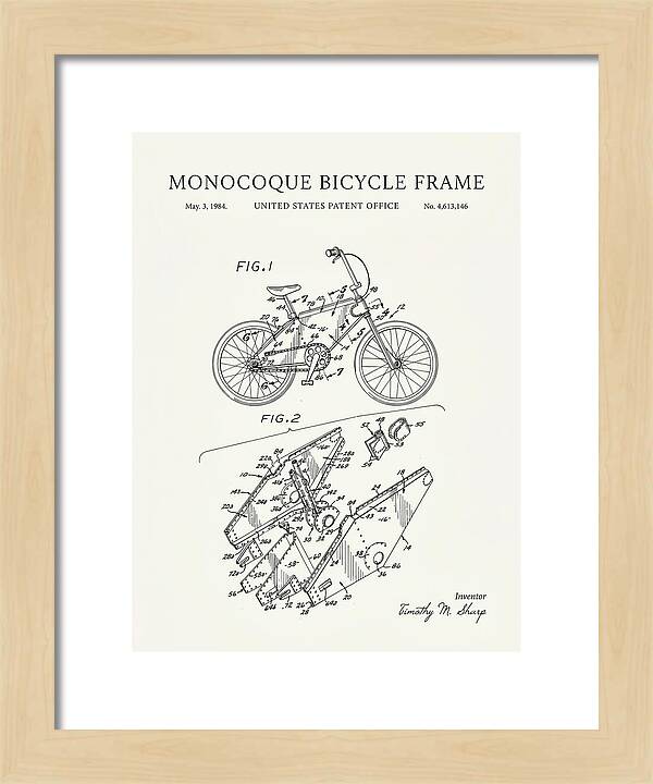 Monocoque Bicycle Frame Minimalist Patent Us4613146a