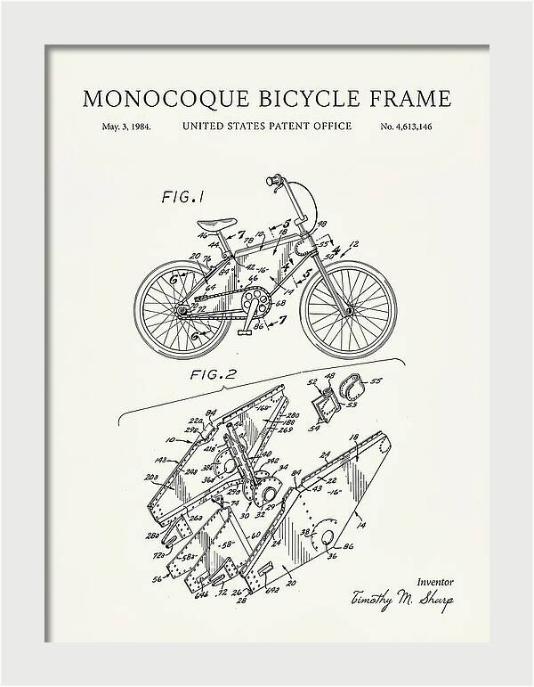 Monocoque Bicycle Frame Minimalist Patent Us4613146a
