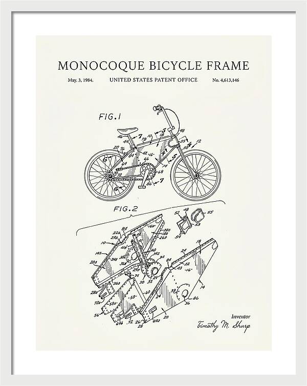 Monocoque Bicycle Frame Minimalist Patent Us4613146a