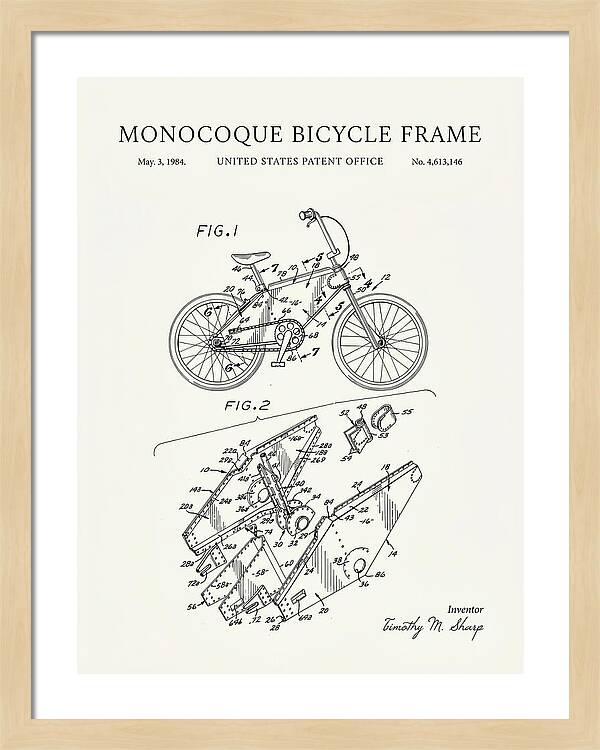 Monocoque Bicycle Frame Minimalist Patent Us4613146a