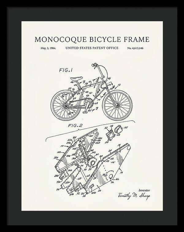 Monocoque Bicycle Frame Minimalist Patent Us4613146a