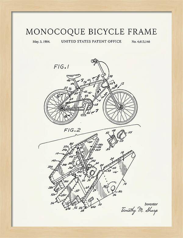 Monocoque Bicycle Frame Minimalist Patent Us4613146a