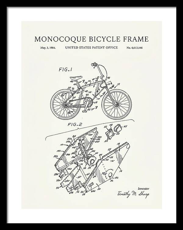 Monocoque Bicycle Frame Minimalist Patent Us4613146a