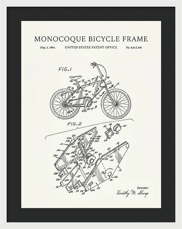 Monocoque Bicycle Frame Minimalist Patent Us4613146a